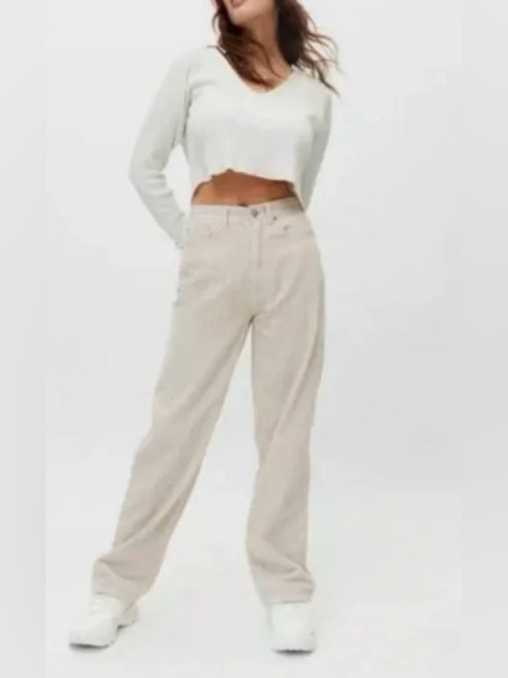 BDG Cream Corduroy High Rise Baggy Jeans - Size 27